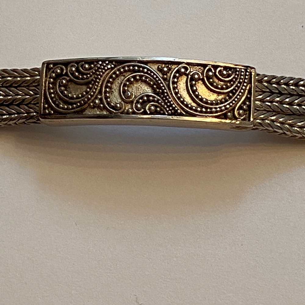 BRACELET STERLING SILVER 925 SCROLL BRAIDS BOHO INDONESIA 7” 43.9g - Picture 2 of 9